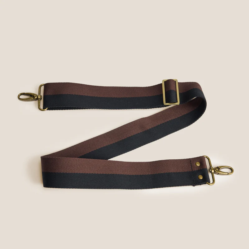 Adjustable Crossbody Strap - Black & Brown Stripe - Image 3