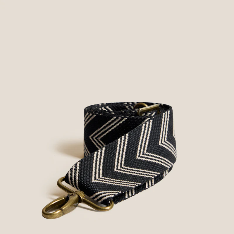Adjustable Crossbody Strap - Chevron Black & Natural - Image 2