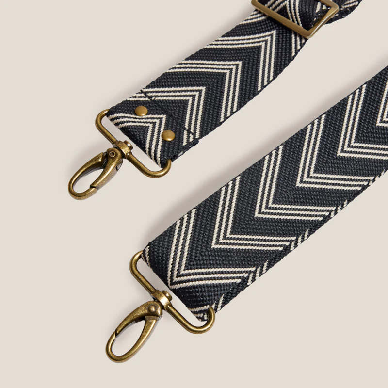 Adjustable Crossbody Strap - Chevron Black & Natural - Image 3