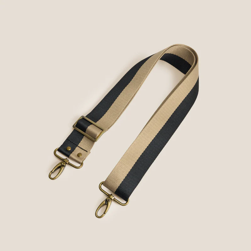 Adjustable Crossbody Strap - Khaki & Black Stripe