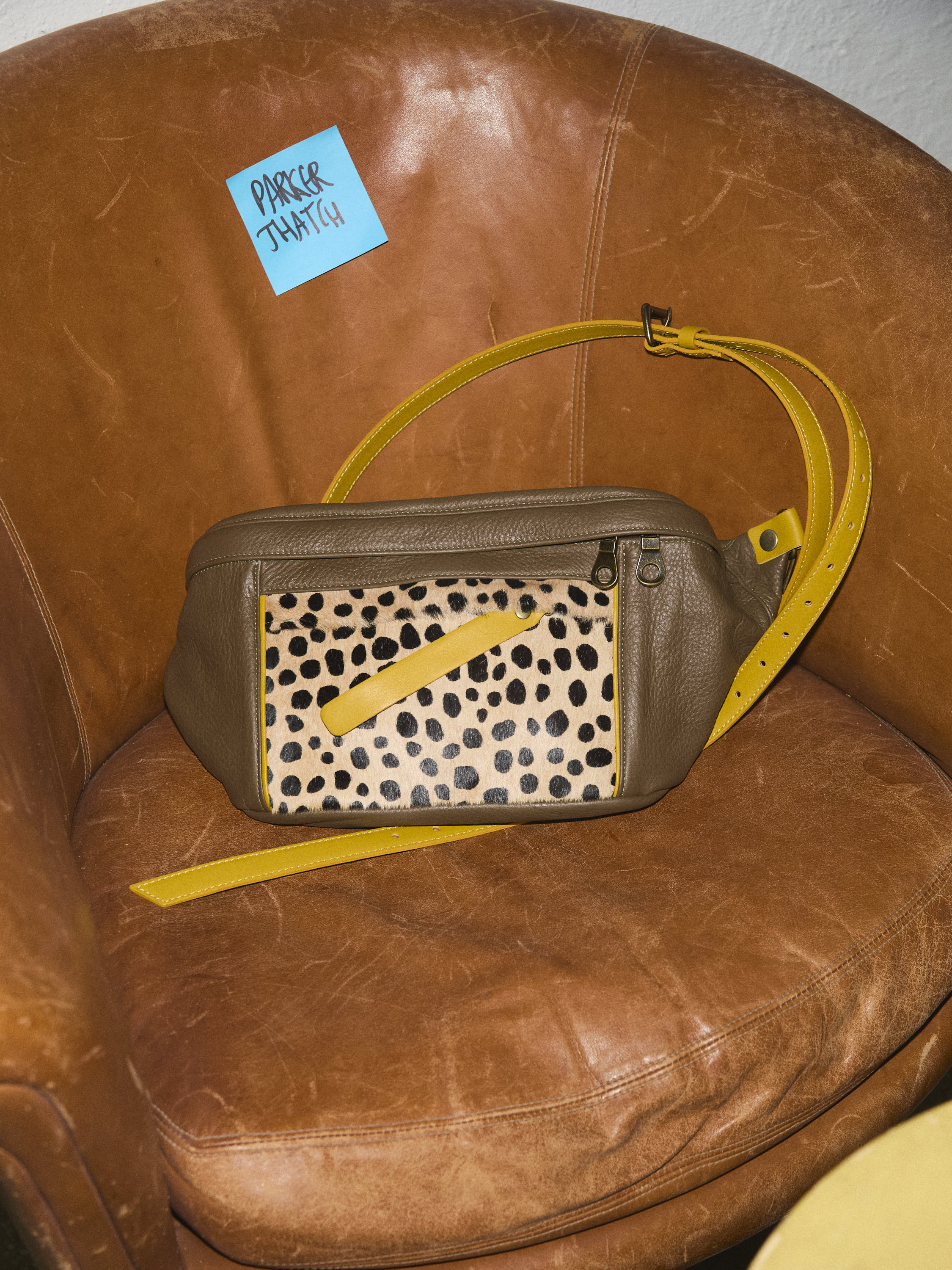 Adjustable Crossbody Strap - Leather Yellow - Image 3