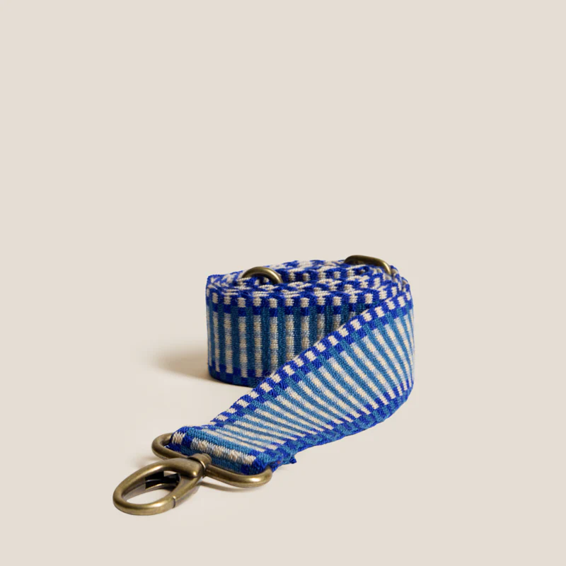Adjustable Hand-Woven Crossbody Strap - Blue Pattern - Image 2
