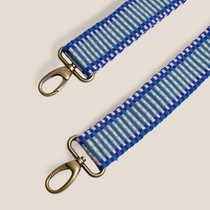 Adjustable Hand-Woven Crossbody Strap - Blue Pattern - Image 3