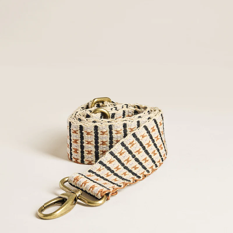Adjustable Hand-Woven Crossbody Strap - Light Neutral Pattern - Image 3