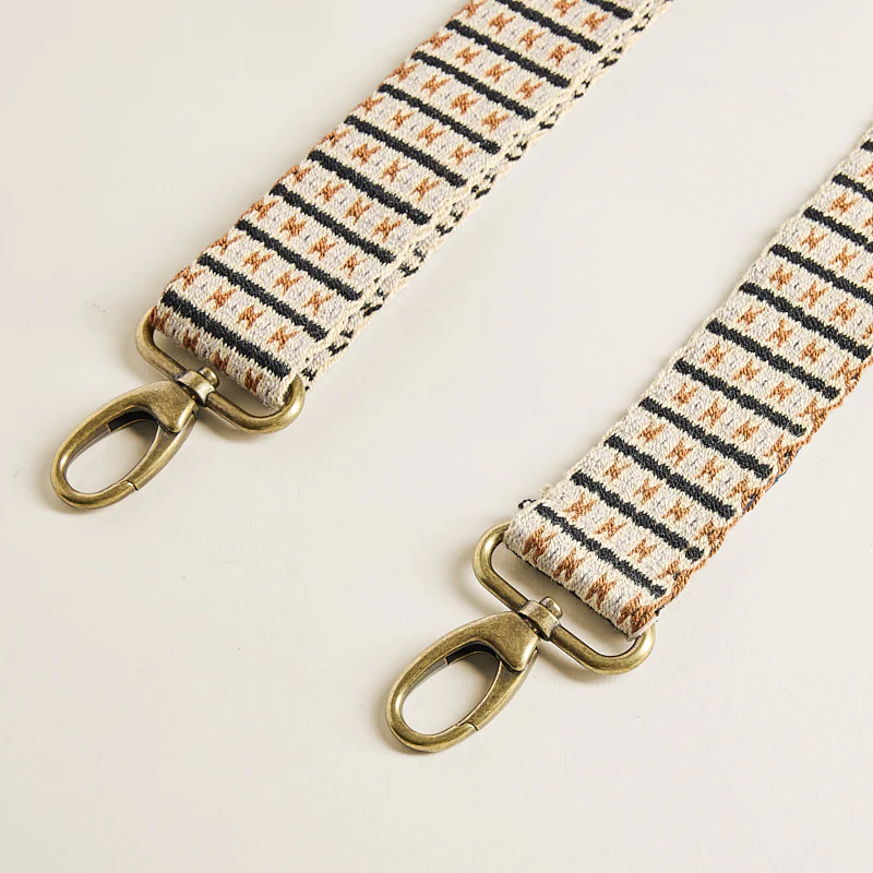 Adjustable Hand-Woven Crossbody Strap - Light Neutral Pattern - Image 4