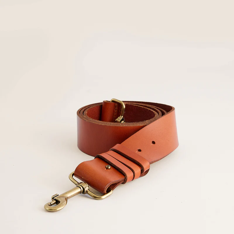 Adjustable Wide Leather Strap - Cognac