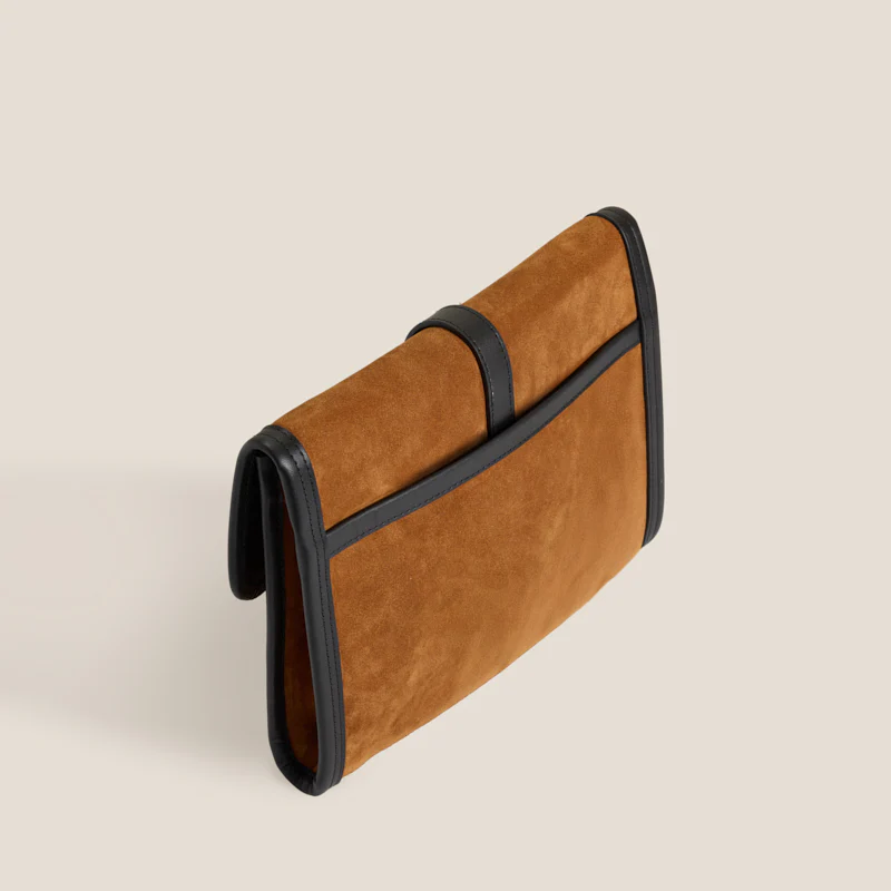 Carolyn Clutch - Suede Caramel with Black - Image 4