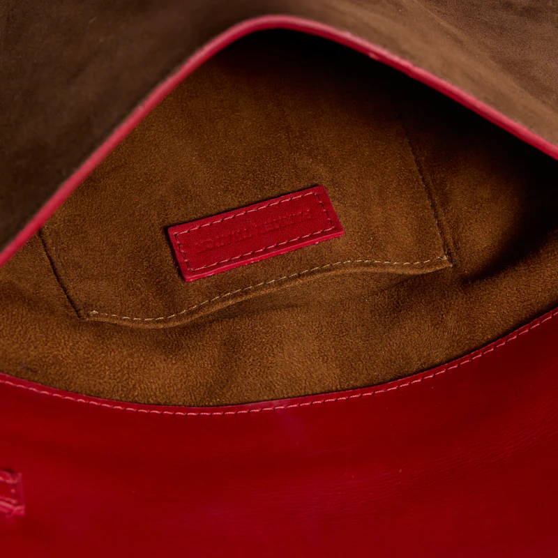 Carolyn Clutch - Suede Espresso with Red - Image 8
