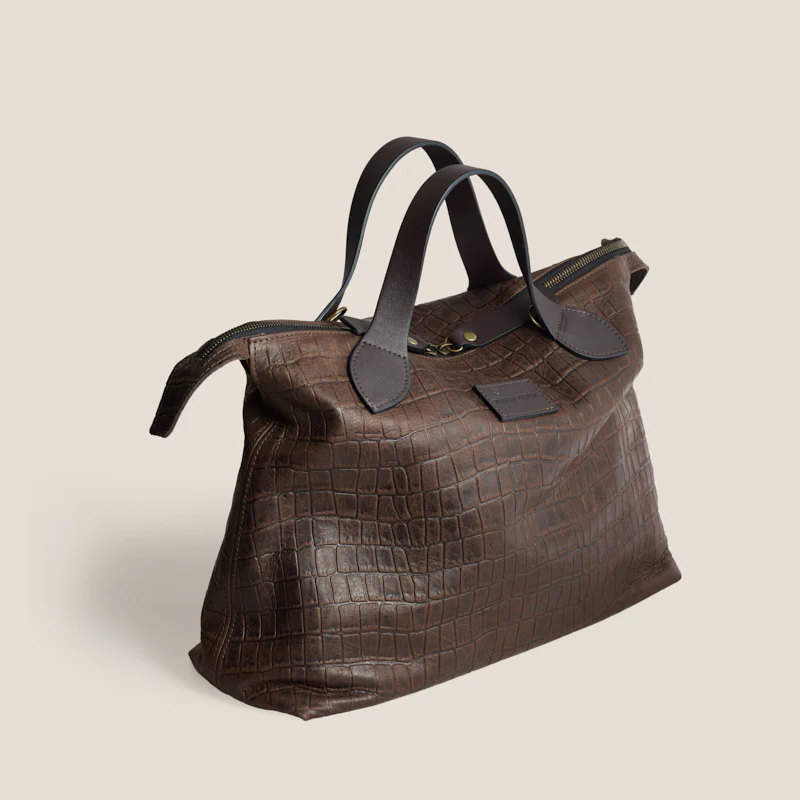 Charlie - "Broken-In" Leather Croc Chocolate - Image 3