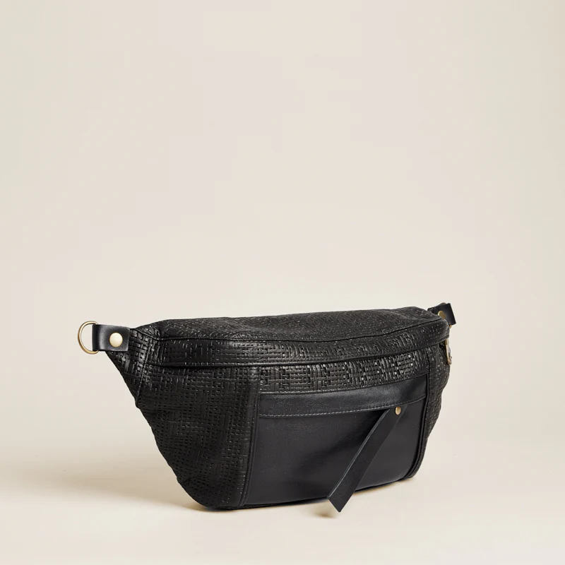 Cross Your Heart Sling - Leather Black Basketweave - Image 3