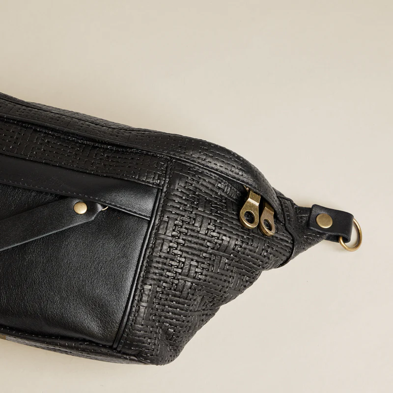 Cross Your Heart Sling - Leather Black Basketweave - Image 5