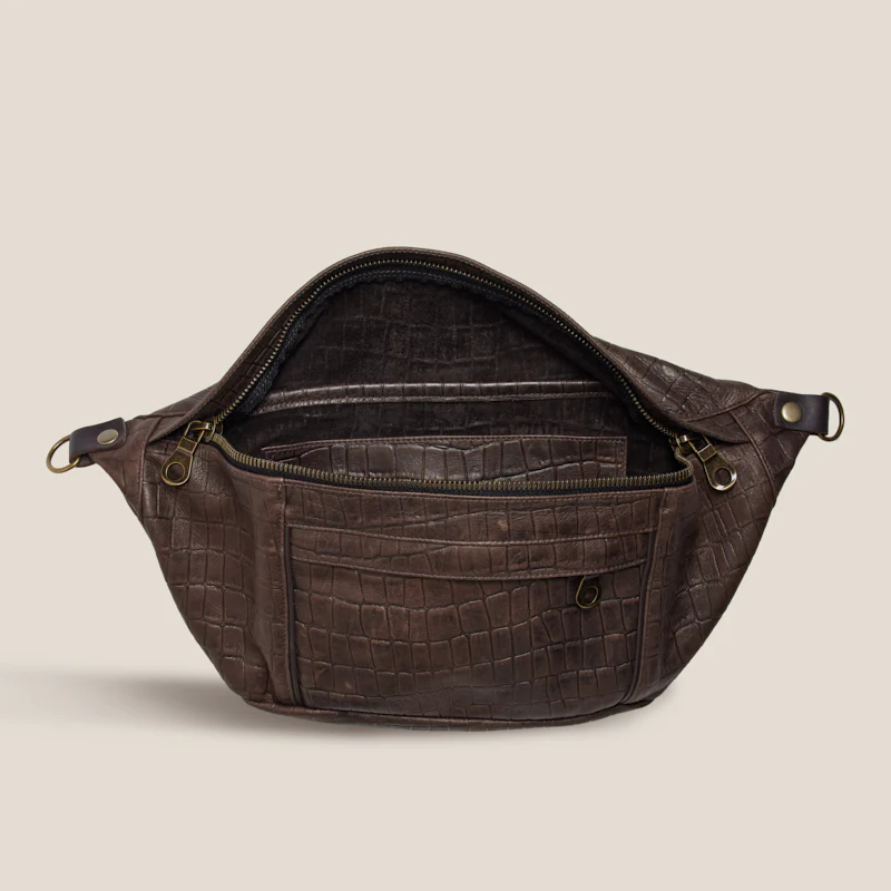 Cross Your Heart Sling - "Broken-In" Leather Croc Chocolate - Image 6