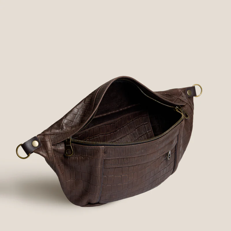 Cross Your Heart Sling - "Broken-In" Leather Croc Chocolate - Image 7