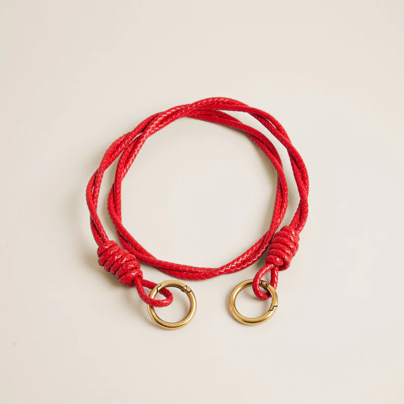 Leather Rope Crossbody Strap - Red - Image 3