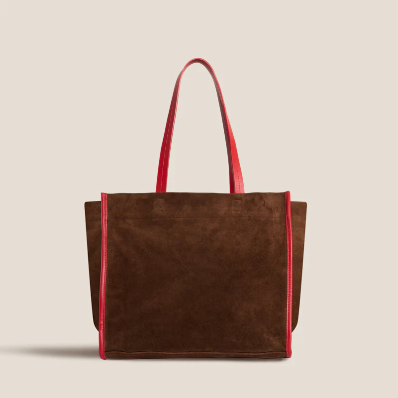 Framed Mimi - Suede Espresso with Red - Image 2