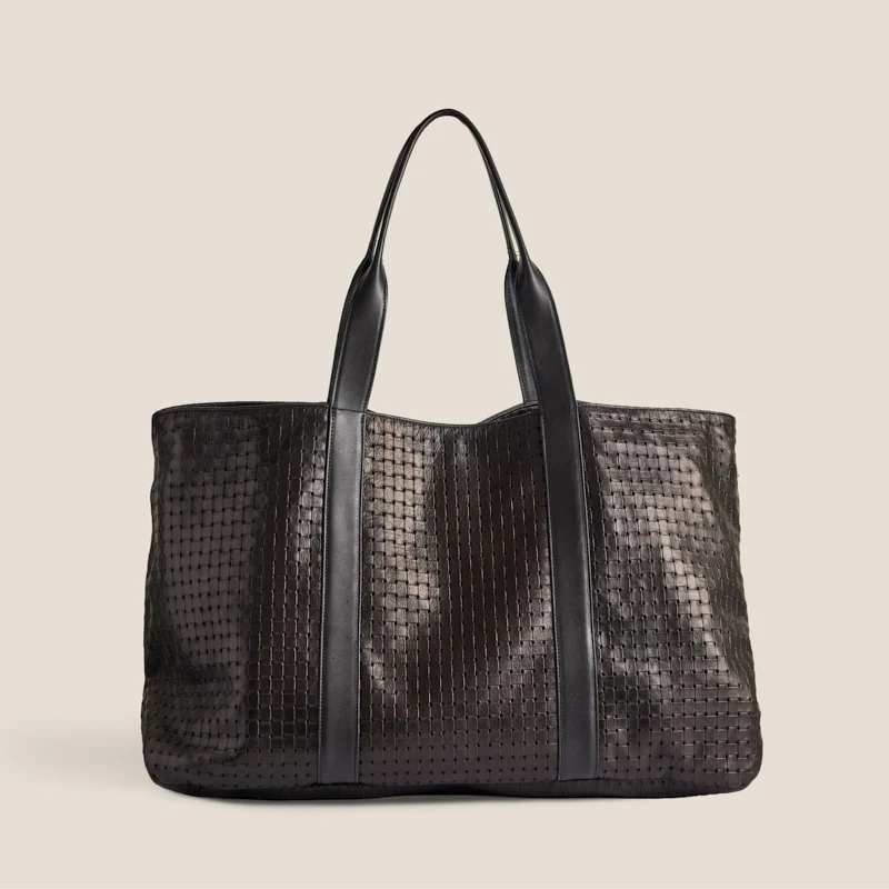 GIANT Tote - Leather Black Large Basketweave