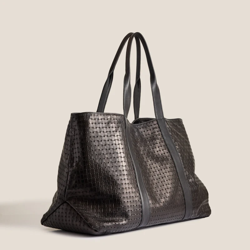GIANT Tote - Leather Black Large Basketweave - Image 2
