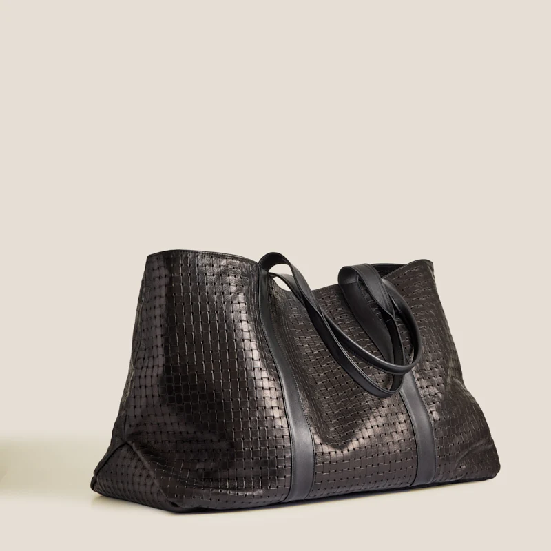 GIANT Tote - Leather Black Large Basketweave - Image 3