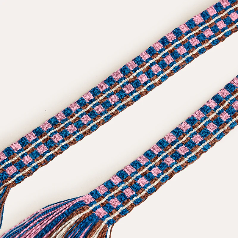 Hand-Woven Belt - Blue & Pink Pattern - Image 3