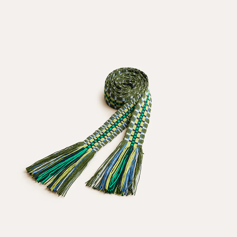 Hand-Woven Belt - Green Pattern