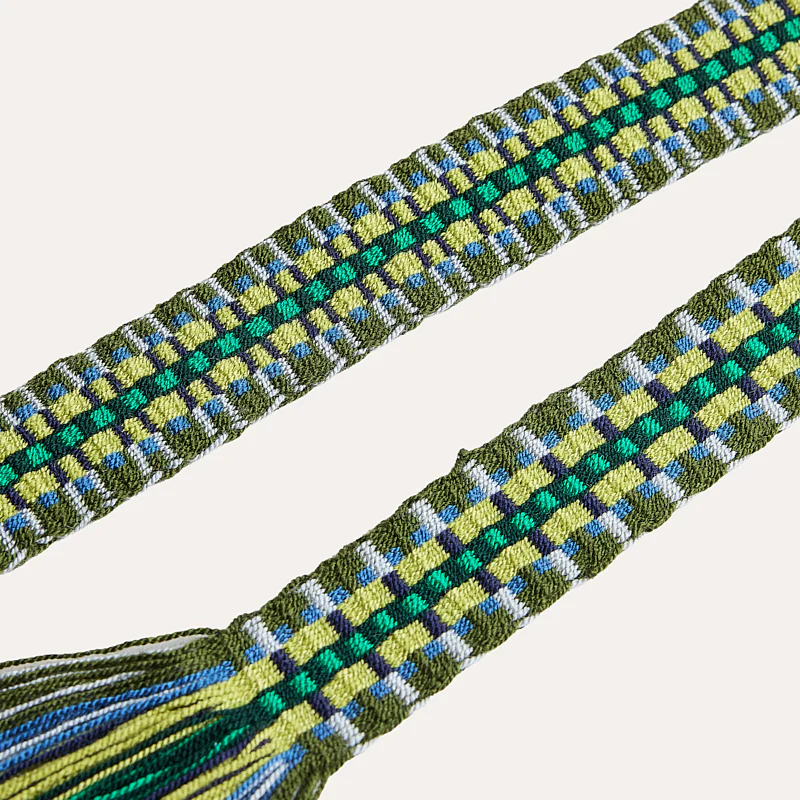Hand-Woven Belt - Green Pattern - Image 3