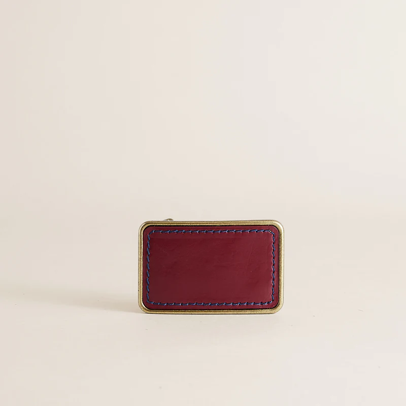 Interchangeable Belt Buckle - Leather Wine