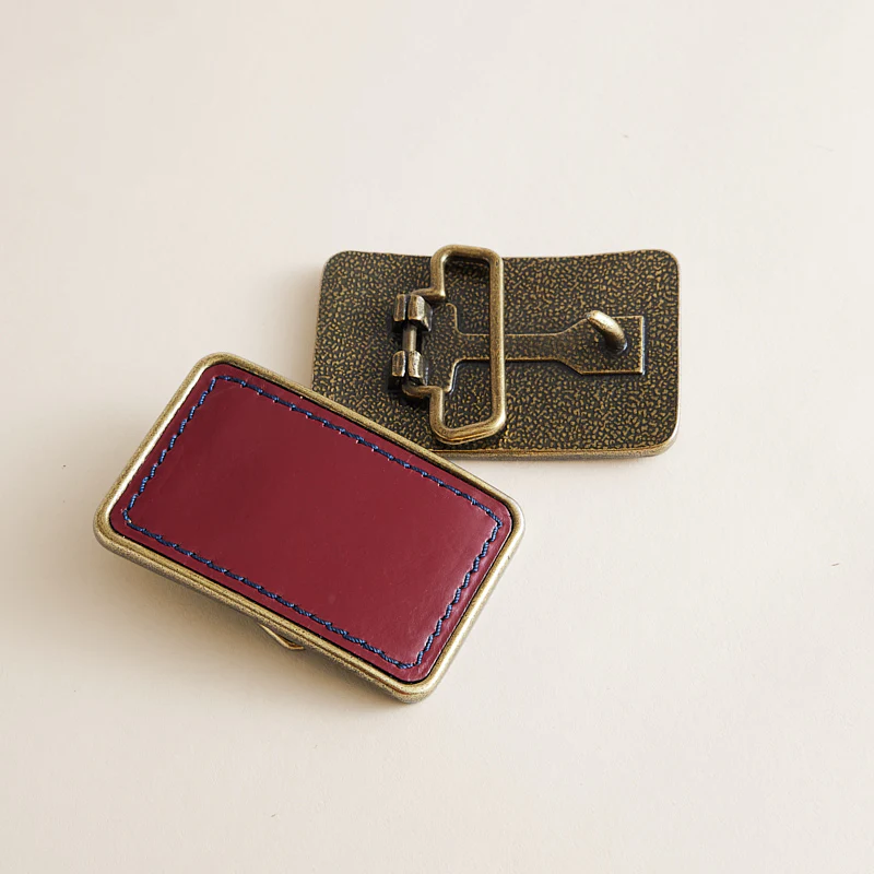 Interchangeable Belt Buckle - Leather Wine - Image 2