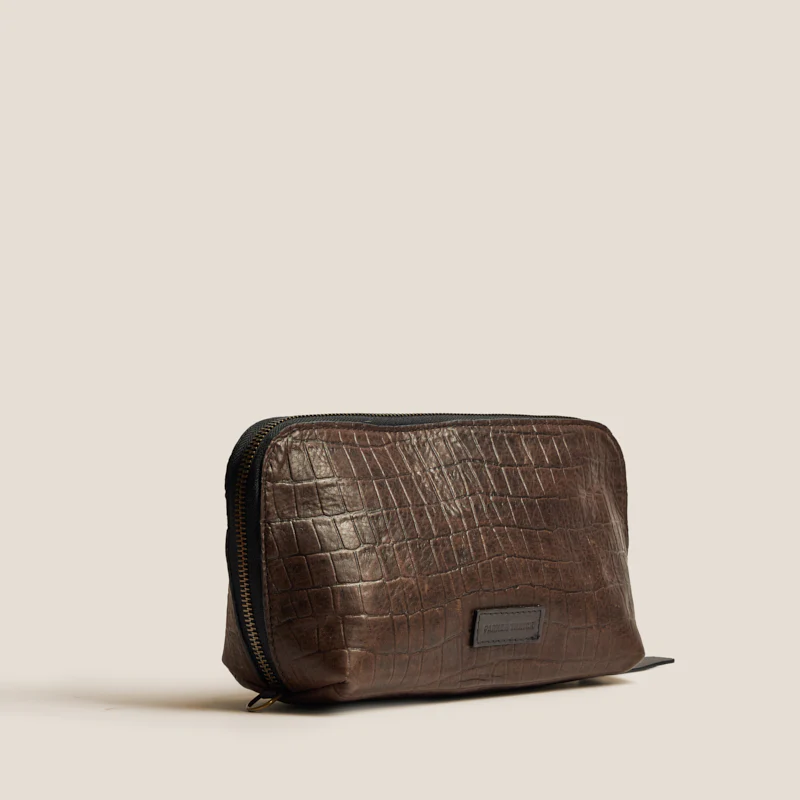 Keeper Clutch - "Broken-In" Leather Croc Chocolate