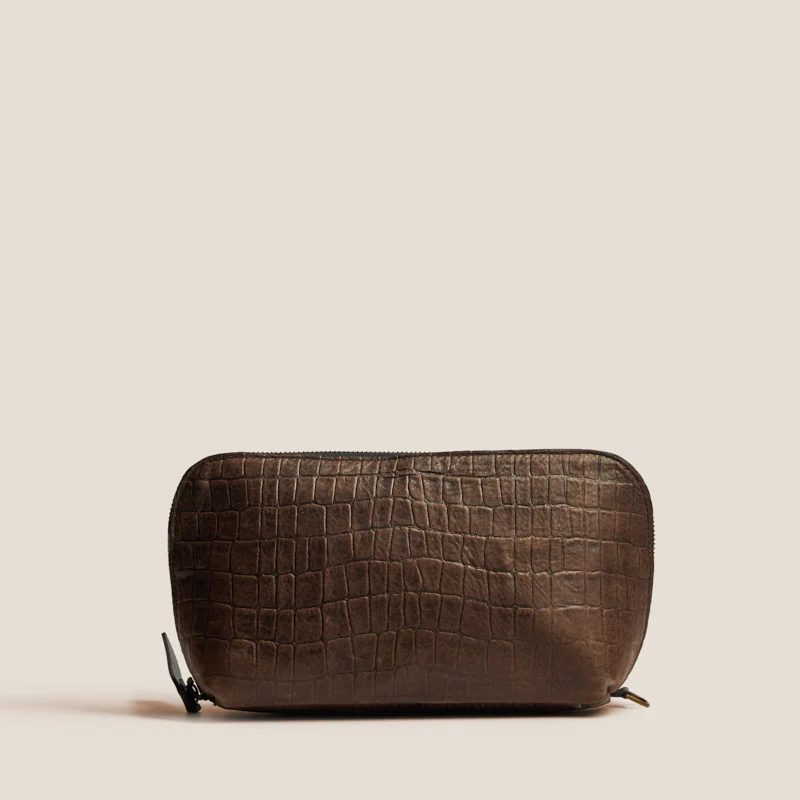 Keeper Clutch - "Broken-In" Leather Croc Chocolate - Image 4
