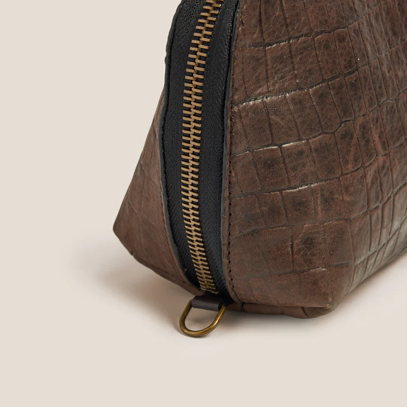Keeper Clutch - "Broken-In" Leather Croc Chocolate - Image 6