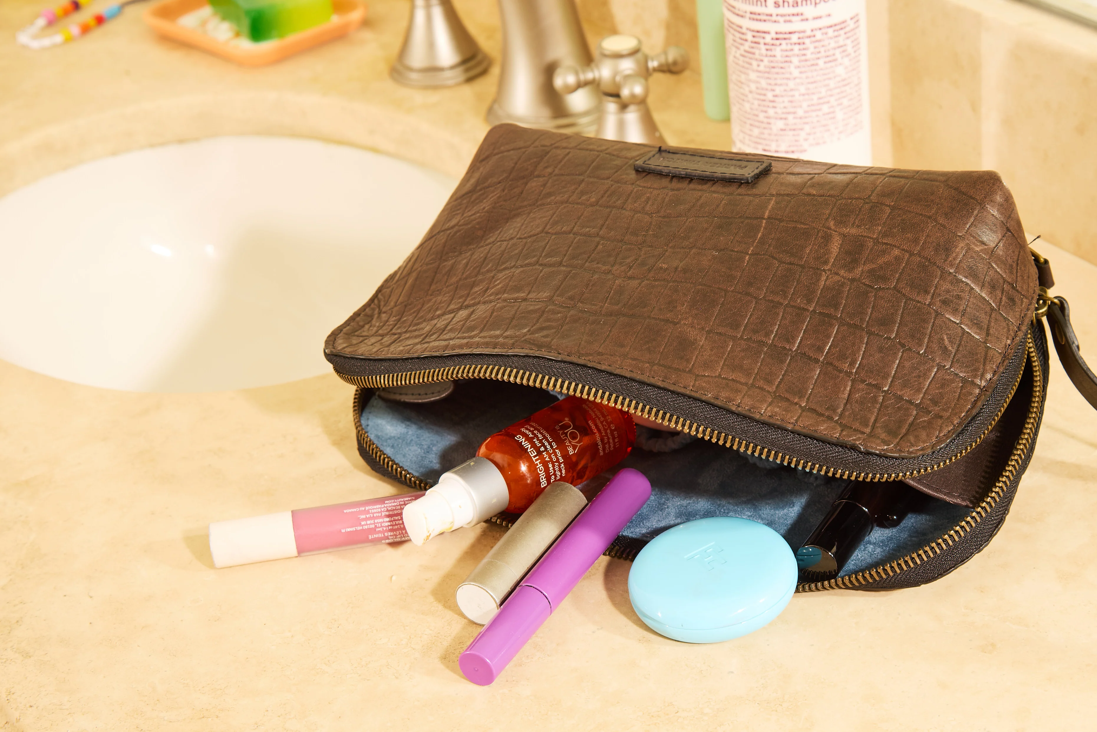 Keeper Clutch - "Broken-In" Leather Croc Chocolate - Image 7