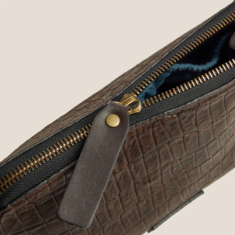 Keeper Clutch - "Broken-In" Leather Croc Chocolate - Image 8