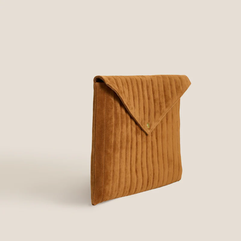 Laptop Pouch - Suede Caramel Quilted - Image 3