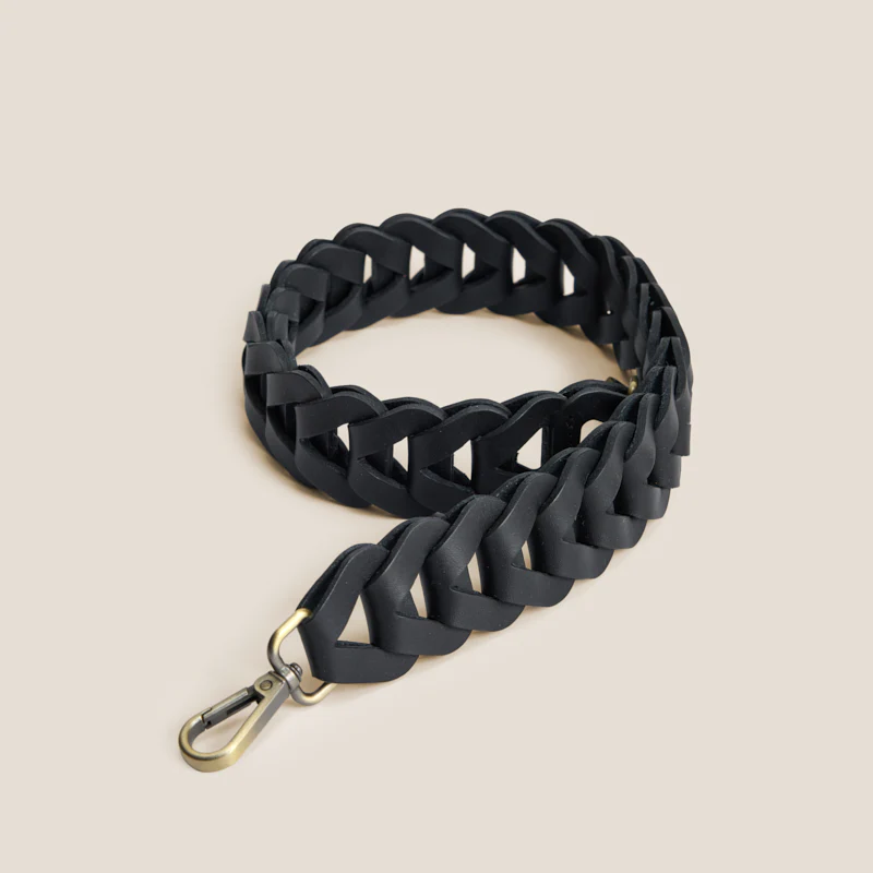 Leather Link Shoulder Strap - Black - Image 2