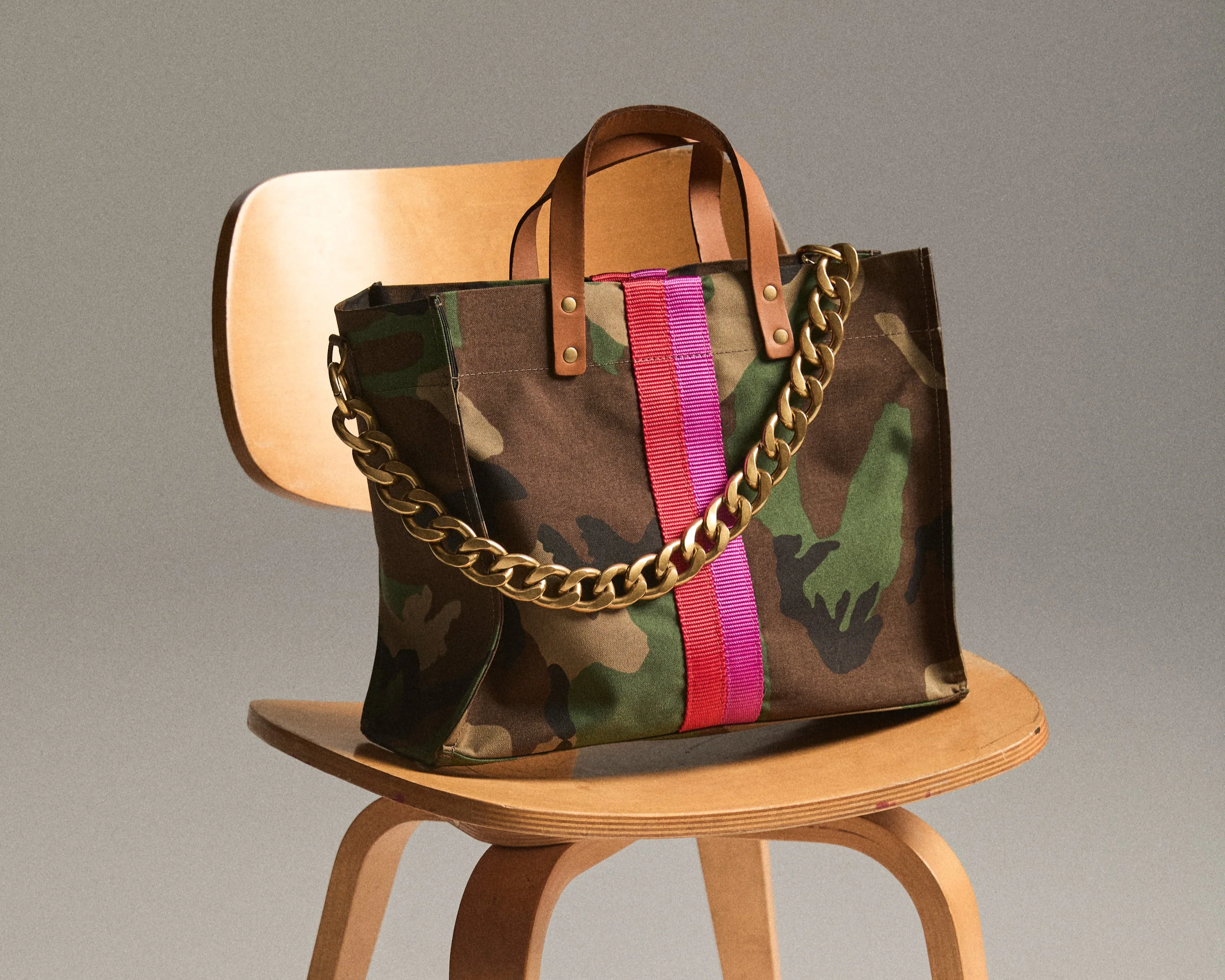 Medium Mimi - Nylon Camo with Pink & Red Stripe - Image 12