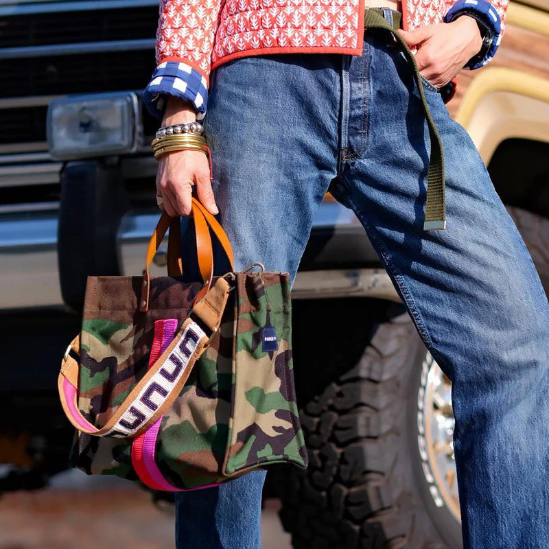 Medium Mimi - Nylon Camo with Pink & Red Stripe - Image 3