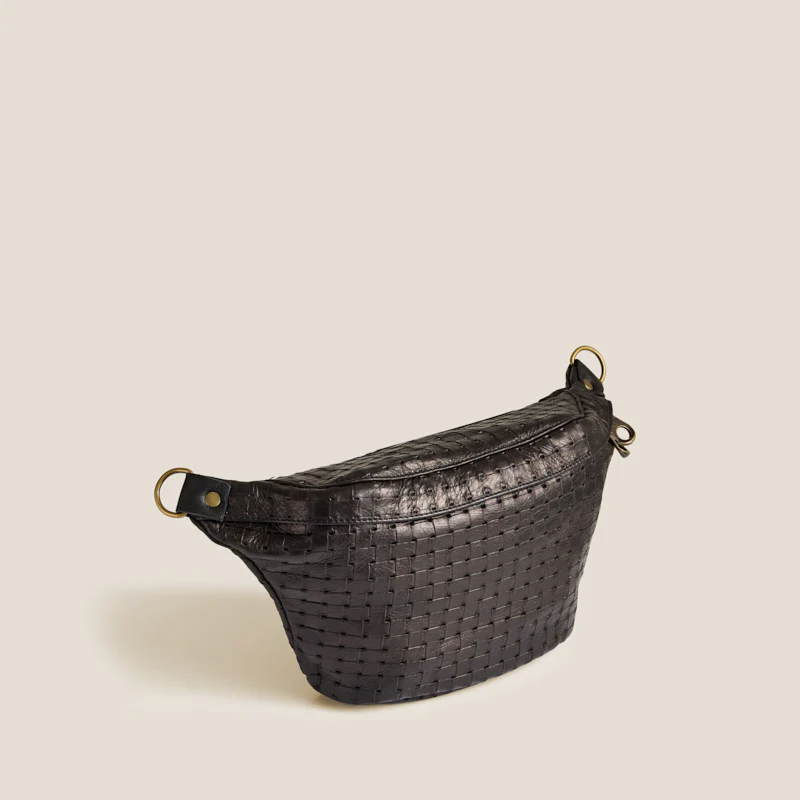 Sidekick Sling - Leather Black Large Basketweave - Image 3