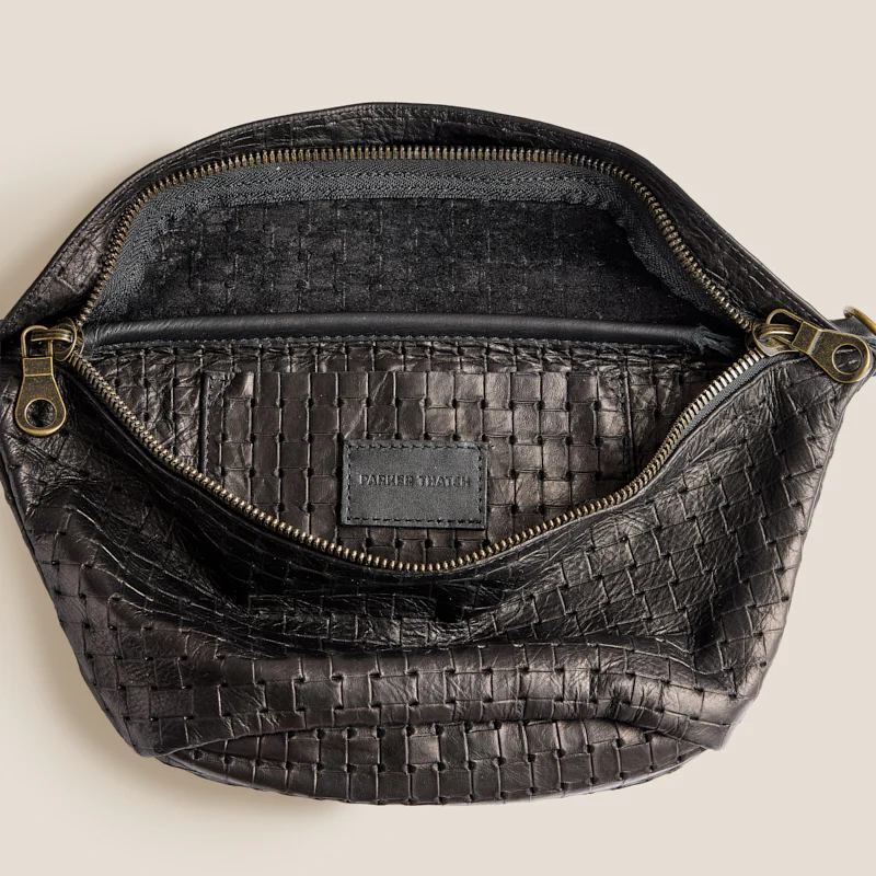 Sidekick Sling - Leather Black Large Basketweave - Image 4