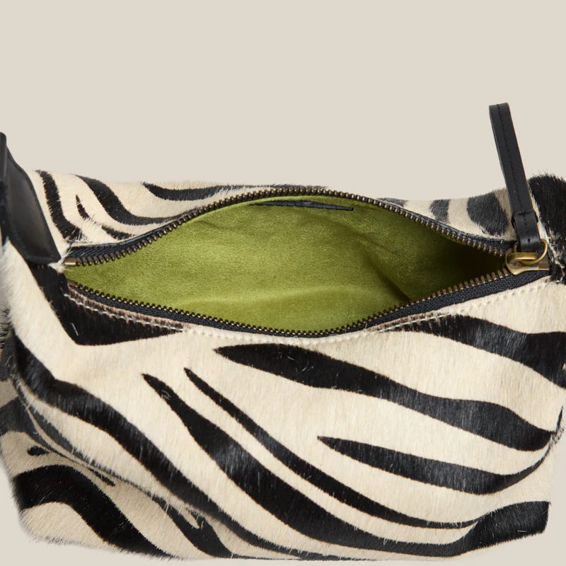 Small Maurice Hobo w/ Convertible Handle - Black & Cream Zebra - Image 6