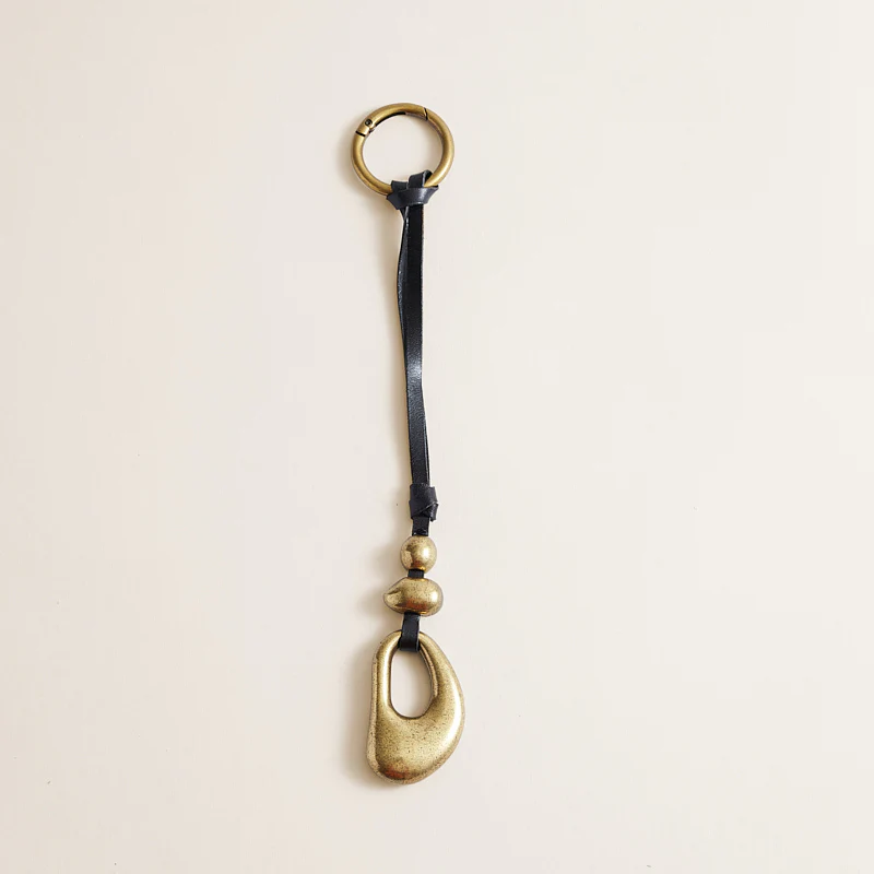 Stacked Pebble Bag Charm - Espresso
