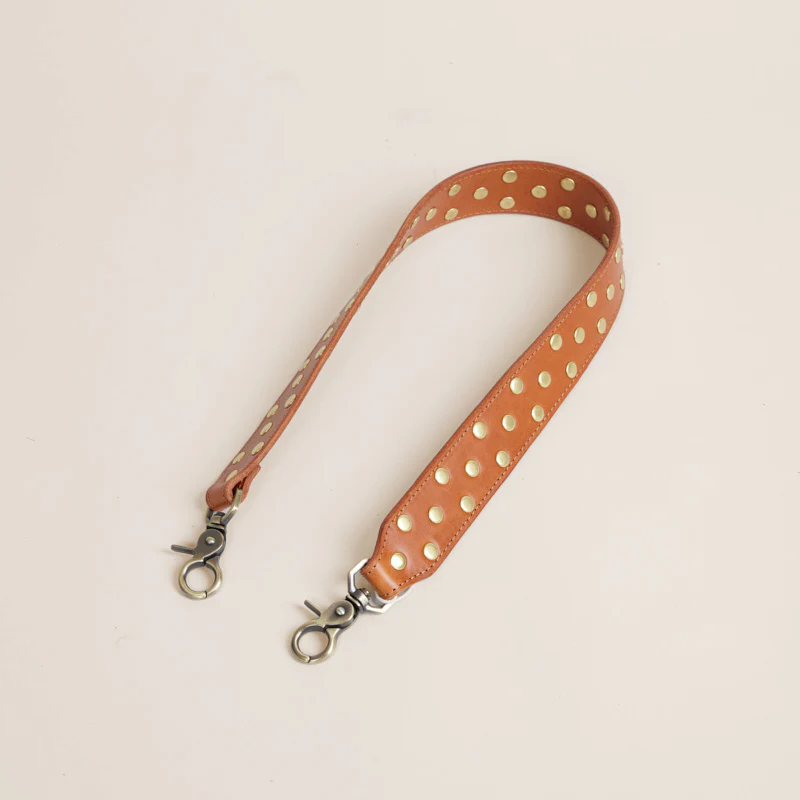 Jackie Shoulder Strap - Leather Cognac Studded