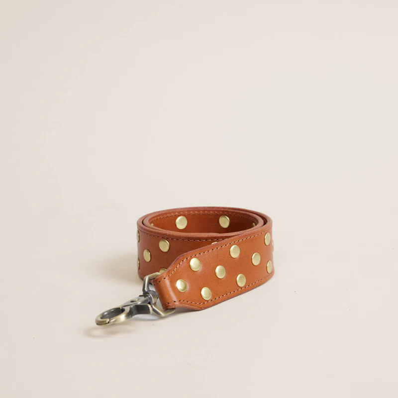Jackie Shoulder Strap - Leather Cognac Studded - Image 2