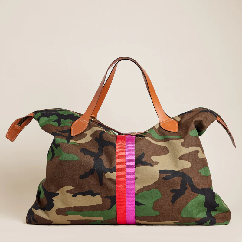 XL Charlie - Nylon Camo with Pink and Red Stripe