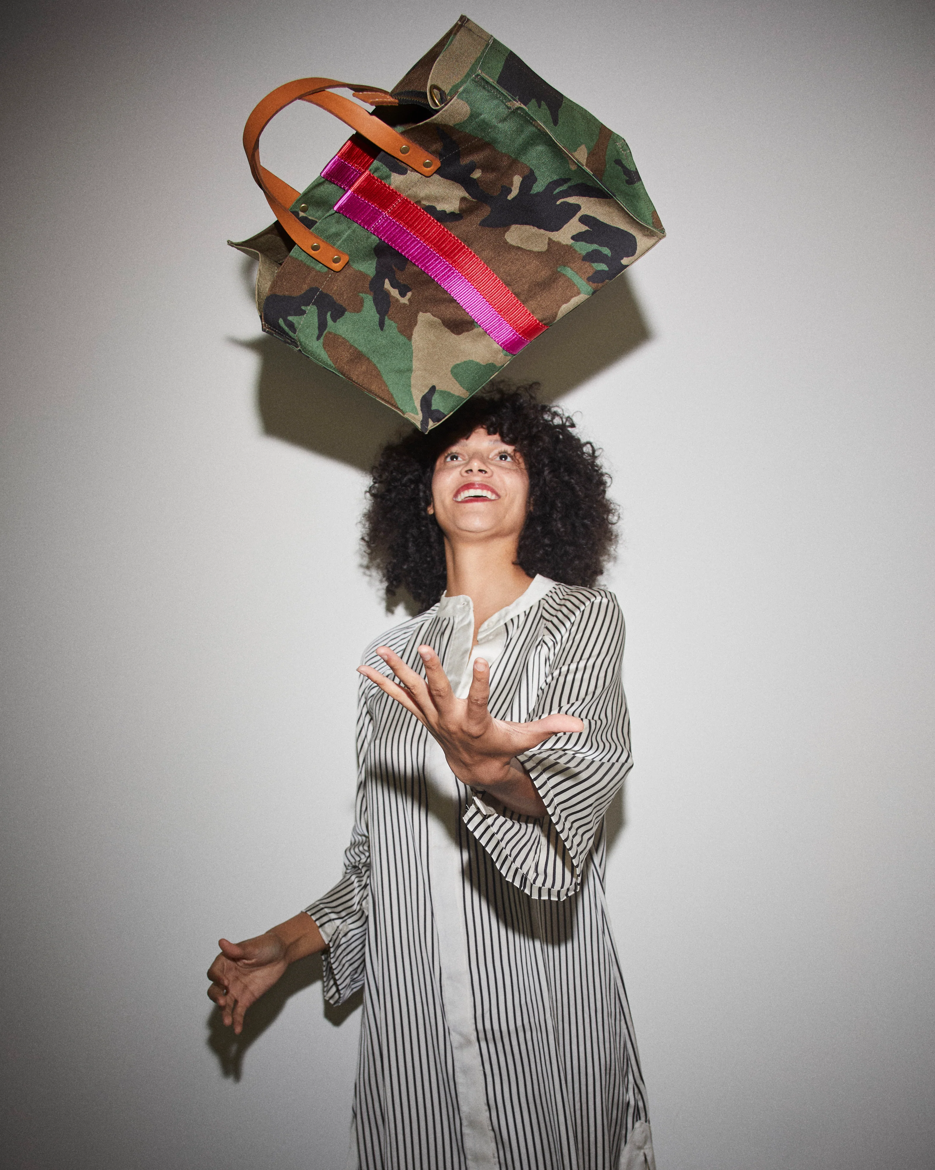 XL Mimi - Nylon Camo with Pink & Red Stripe - Image 6