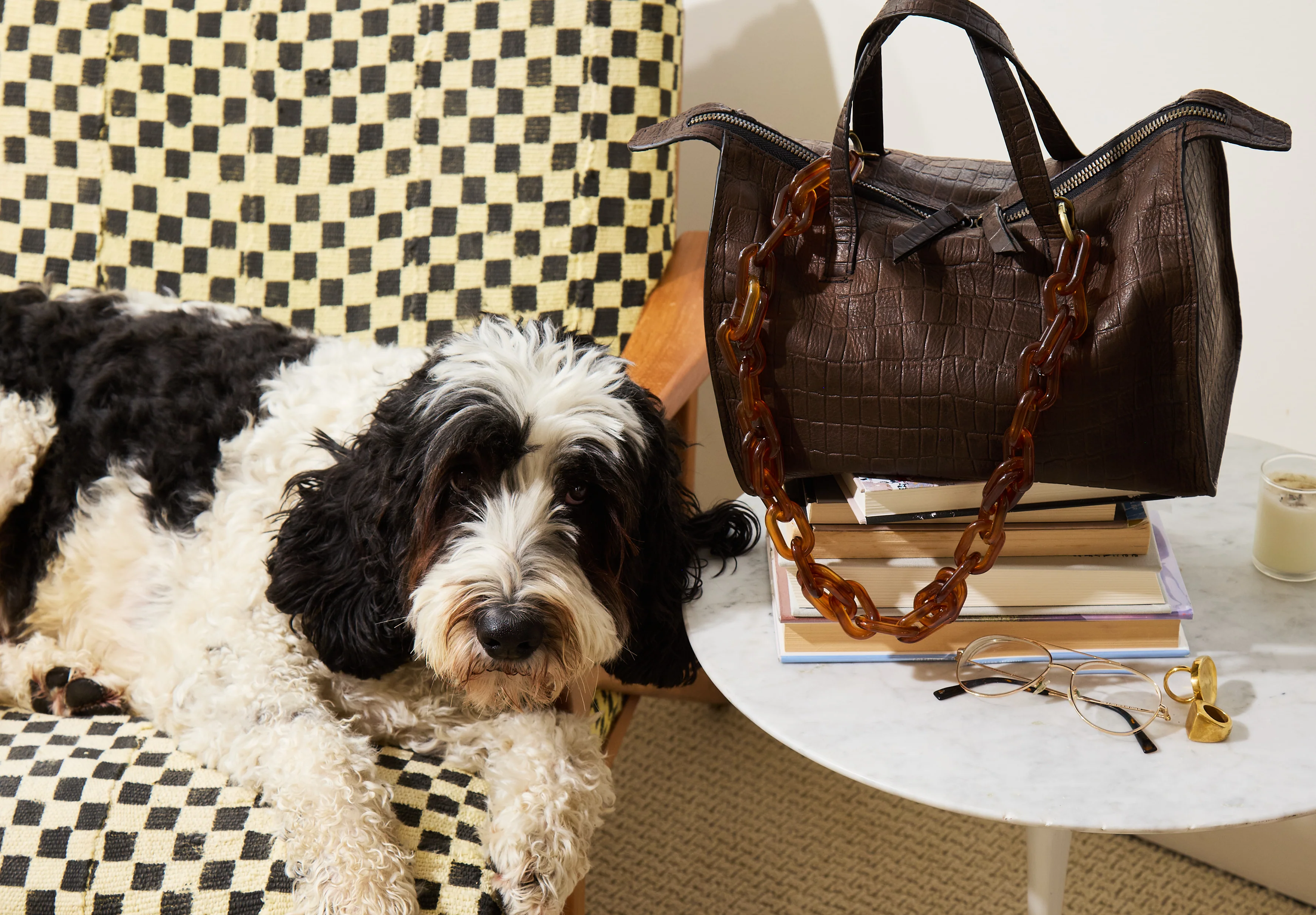 Zoe Satchel - "Broken-In" Leather Croc Chocolate - Image 7